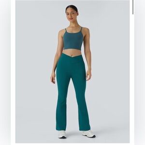 HALARA Atlantic Deep Day Stretch High Waisted Crossover Flare Leggings Size XL